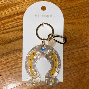 REVOLVE Gold and Blue Horseshoe Keychain